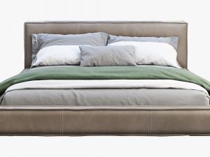 3d queen loft leather bed 2 model 3D 模型