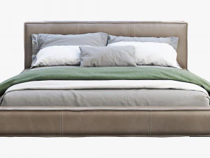 3d queen loft leather bed 2 model 3D Model