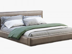 3d queen loft leather bed 2 model 3D Model