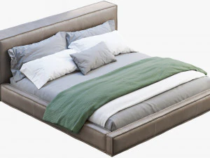 3d queen loft leather bed 2 model 3D Model