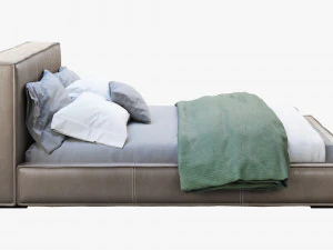 3d queen loft leather bed 2 model 3D Model