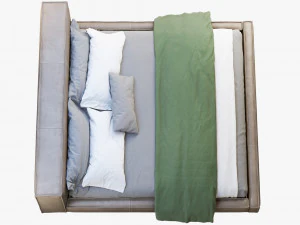 3d queen loft leather bed 2 model 3D Model