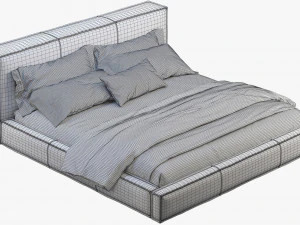 3d queen loft leather bed 2 model 3D Model
