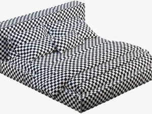 3d queen loft leather bed 2 model 3D Model