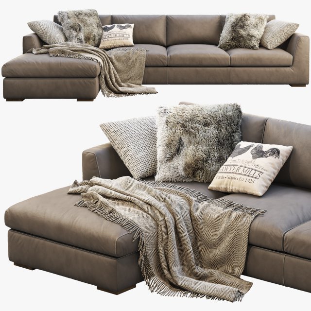 modena taper arm chaise sectional sofa 3D मॉडल .c4d .max .obj .3ds .fbx .stl .blend 