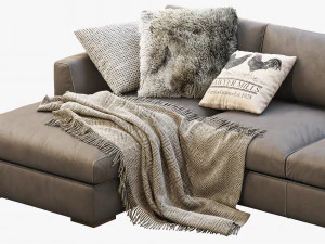modena taper arm chaise sectional sofa 3D Model