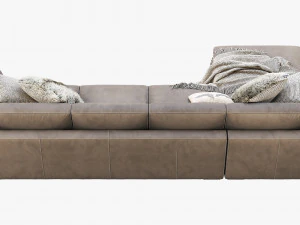 modena taper arm chaise sectional sofa 3D Model