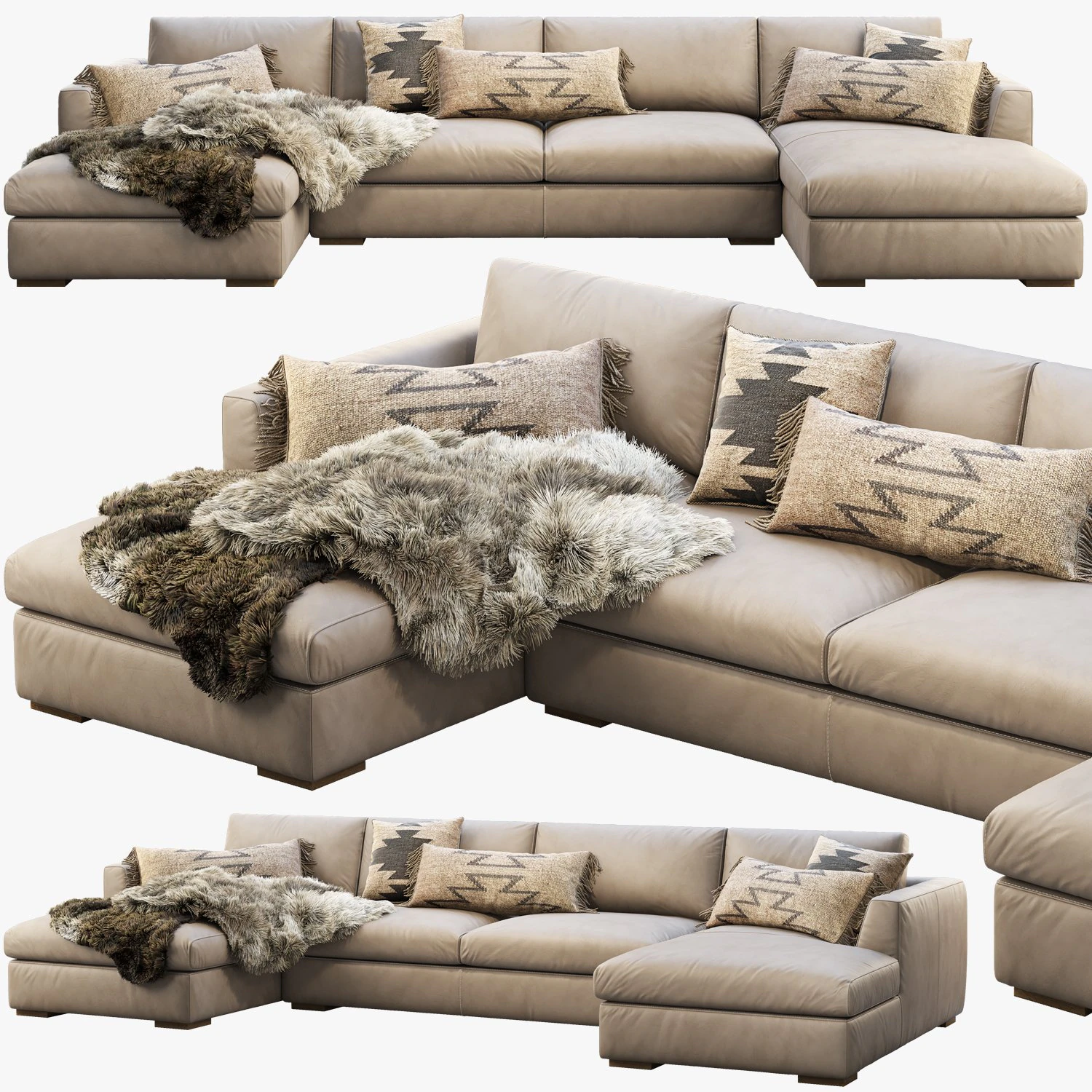modena taper arm chaise sectional sofa 3D Model .c4d .max .obj .3ds .fbx .stl .blend 