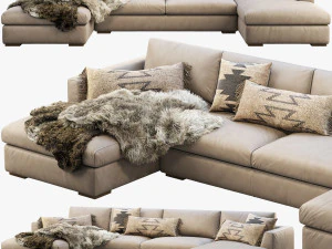 modena taper arm chaise sectional sofa 3D Model