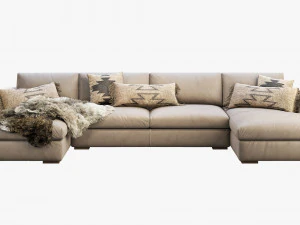 modena taper arm chaise sectional sofa 3D Model