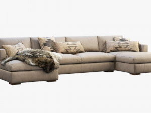 modena taper arm chaise sectional sofa 3Dモデル