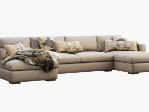modena taper arm chaise sectional sofa 3D Model