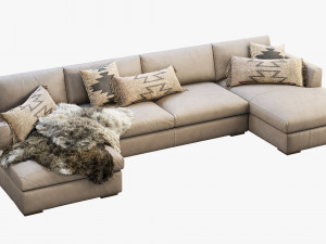 modena taper arm chaise sectional sofa 3Dモデル