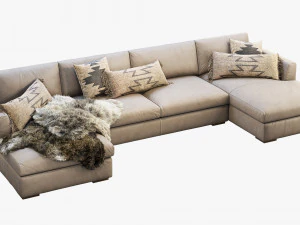 modena taper arm chaise sectional sofa 3D Model