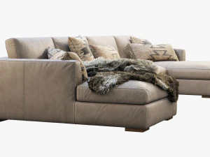 modena taper arm chaise sectional sofa 3D Model