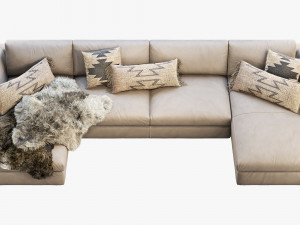 modena taper arm chaise sectional sofa 3Dモデル