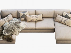 modena taper arm chaise sectional sofa 3D Model