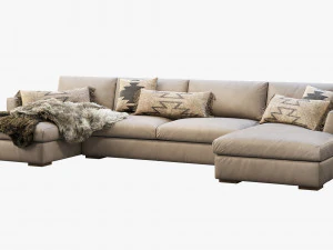 modena taper arm chaise sectional sofa 3D Model