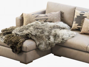 modena taper arm chaise sectional sofa 3D Model