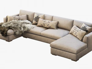 modena taper arm chaise sectional sofa 3D Model