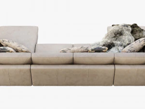 modena taper arm chaise sectional sofa 3D Model