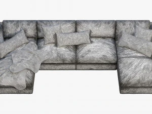 modena taper arm chaise sectional sofa 3D Model