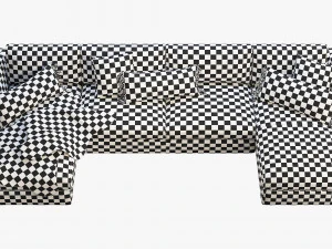 modena taper arm chaise sectional sofa 3D Model
