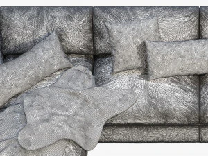 modena taper arm chaise sectional sofa 3D Model