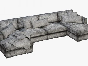 modena taper arm chaise sectional sofa 3D Model