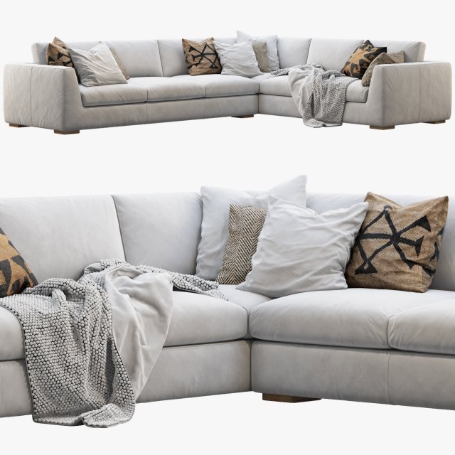 rh modena taper arm l-sectional sofa Modelo 3D .c4d .max .obj .3ds .fbx .stl .blend 