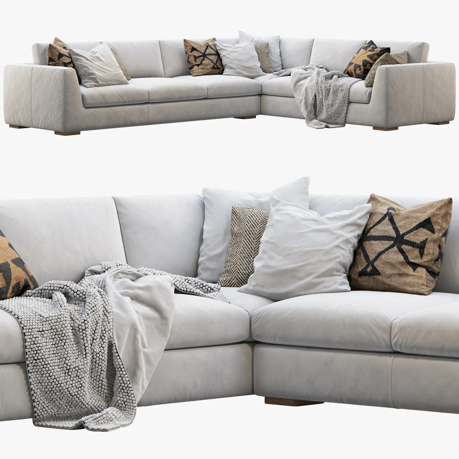 rh modena taper arm l-sectional sofa 3D Model .c4d .max .obj .3ds .fbx .stl .blend 