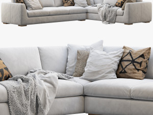 rh modena taper arm l-sectional sofa 3D 모델