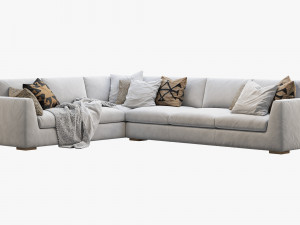 rh modena taper arm l-sectional sofa Modelo 3D