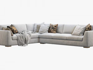 rh modena taper arm l-sectional sofa 3D Model