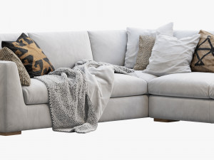 rh modena taper arm l-sectional sofa Modelo 3D