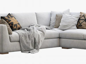 rh modena taper arm l-sectional sofa 3D Model