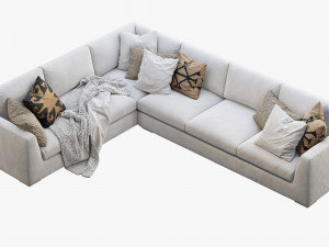 rh modena taper arm l-sectional sofa Modelo 3D