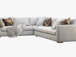 rh modena taper arm l-sectional sofa 3D Model