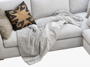 rh modena taper arm l-sectional sofa 3D Model