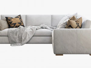 rh modena taper arm l-sectional sofa 3D Model