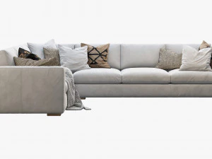 rh modena taper arm l-sectional sofa 3D Model