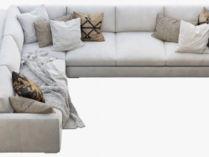 rh modena taper arm l-sectional sofa 3D Model