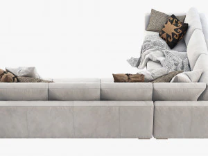 rh modena taper arm l-sectional sofa 3D Model