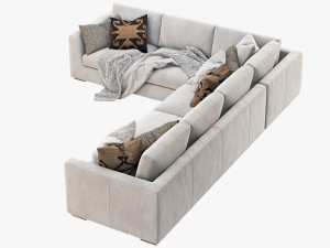rh modena taper arm l-sectional sofa Modelo 3D