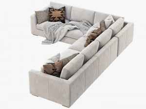 rh modena taper arm l-sectional sofa 3D Model