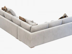 rh modena taper arm l-sectional sofa 3D Model