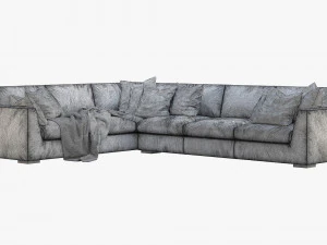 rh modena taper arm l-sectional sofa 3D Model