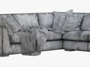 rh modena taper arm l-sectional sofa 3D Model