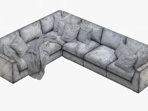 rh modena taper arm l-sectional sofa 3D Model