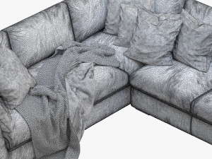 rh modena taper arm l-sectional sofa Modelo 3D